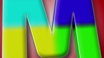 Letter M brought to life in 3D with colorful motion and a glowing red gradient, perfect for typography-based visuals. video
