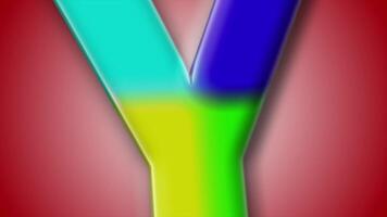 Animated 3D letter Y with soft curves, colorful transitions, and a dynamic red gradient background for design projects. video