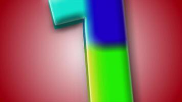 3D number 1 animation with vivid color blending and red gradient scene, ideal for motion design and digital visuals. video