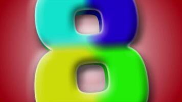 Striking 3D rendering of number 8 with bold transitions and vibrant color blending on red, made for motion design. video