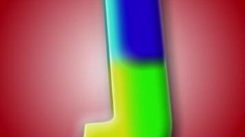 Bold letter J animated in 3D with rich colors and smooth rotation, placed over a red gradient-great for digital creatives. video