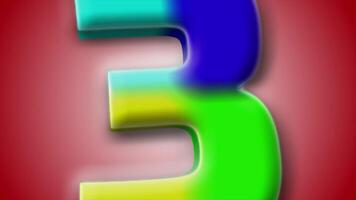 Eye-catching 3D number 3 animation with flowing motion and red gradient background-great for modern digital design. video