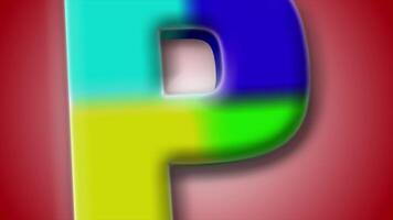 Creative 3D rendering of letter P with bold hues and movement, set against a smooth red backdrop for use in digital design. video