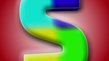 Modern 3D animated letter S with vibrant visuals and a gradient red scene, fitting for motion graphics and typography. video