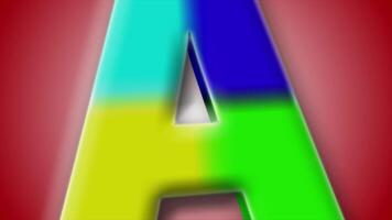 Vibrant 3D letter A animation with dynamic angles on a red gradient background, perfect for digital design and motion graphics projects. video