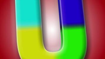 Letter U in full 3D animation with glowing shades and a red gradient, ideal for visual storytelling and design. video