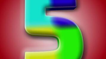 Number 5 animated in bold 3D with smooth camera angles and a red backdrop-ideal for creative typography projects. video