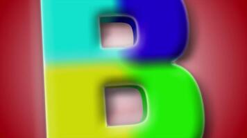 Colorful 3D letter B animation featuring smooth transitions and a glowing red backdrop, ideal for creative typography and visual content. video