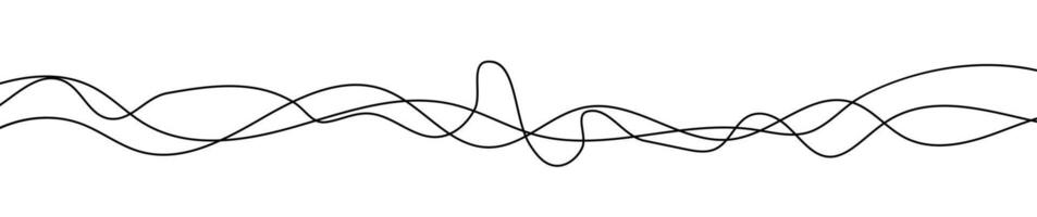 Thin curved lines. Three black wavy lines on white background. vector