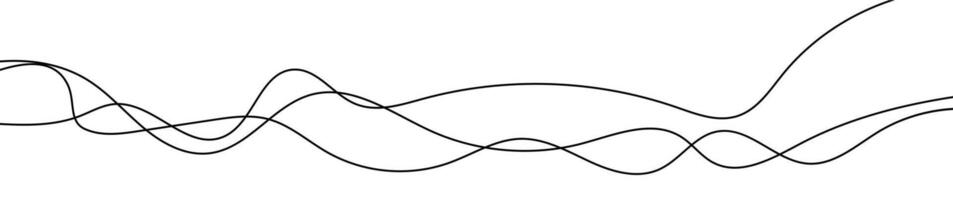 Thin curved wavy lines. Three wavy lines on white background. illustration vector