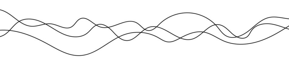 Thin curved lines. Three black wavy lines on white background. illustration vector