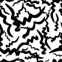 Seamless pattern with wavy brush strokes in abstract shapes on white background. vector