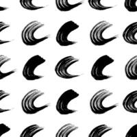 Seamless pattern with black brush strokes in abstract shapes on white background. illustration vector