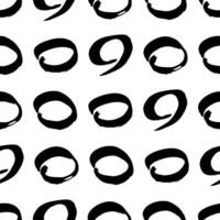 Seamless pattern with black sketch hand brush scribble circles shape on white background. Abstract grunge texture. illustration vector
