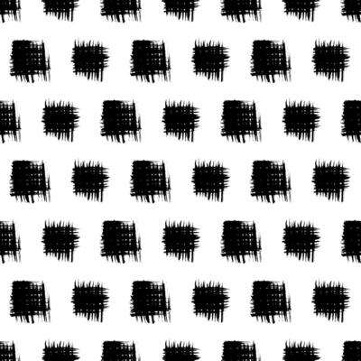 Seamless with black brush stroke in square form on white background. illustration
