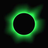 Circle illuminate frame with gradient. Green round banner isolated on black background. illustration vector