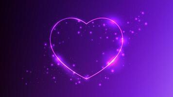 Neon in heart form with shining effects and sparkles vector