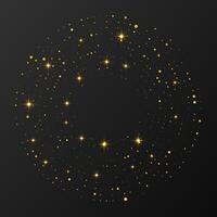 Abstract gold glowing halftone background. Gold glitter in circle form. Circle halftone dots. illustration vector
