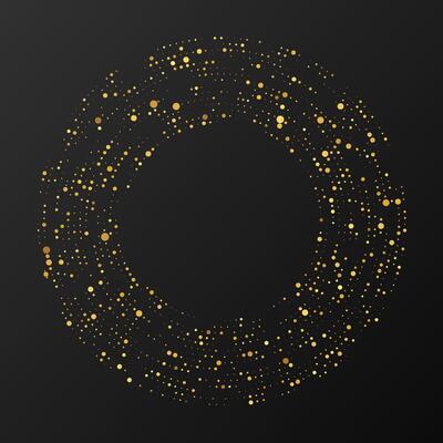Abstract gold dotted background. Gold glitter pattern in circle form. Circle halftone dots. illustration