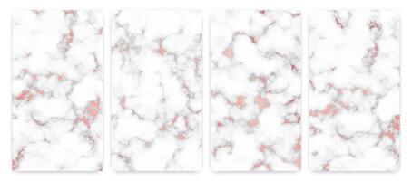 Rose gold marble texture background. Set of four abstract backdrops of marble granite stone. vector
