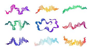Curved wavy stripes. Set of abstract colored gradient wave lines on white background. illustration vector