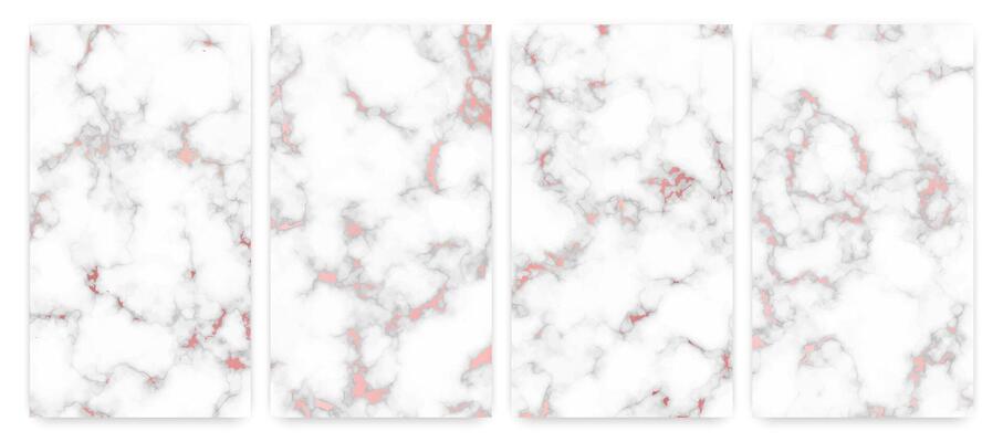 Rose gold marble texture background. Set of four abstract backdrops of granite stone.