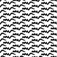 Seamless pattern with black brush strokes in abstract shapes on white background. vector