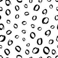 Seamless with black hand drawn brush scribble circles shape on white background. Abstract grunge texture. vector