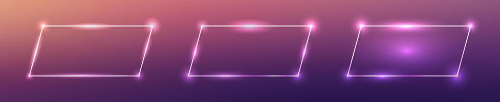 Set of neon frames with effects vector