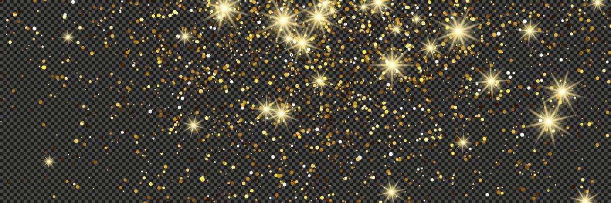 Gold glittering dust with stars on backdrop