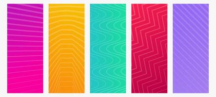 Set of gradient with lines. Bright geometric abstract presentation backdrops. illustration vector