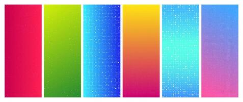 Set of six abstract gradient backgrounds with squares. Pixel with empty space. illustration vector