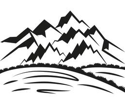 Monochrome mountain landscape in the style of minimalism. For use in the design of logos, posters. vector