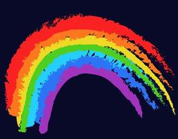 Abstract rainbow created with paint strokes in six colors. The art style of the illustration conveys emotion and creativity. vector