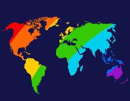 Abstract world map in rainbow colors. Flat Earth, world map template. vector