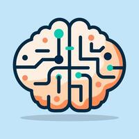 Neural network brain with colorful connections flat design Illustration vector
