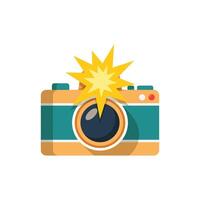 A camera with a burst of light coming out of it vector