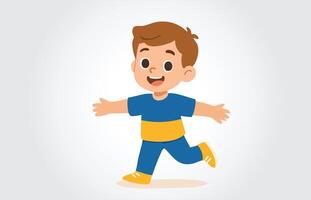 A cheerful cartoon boy running with open arms vector