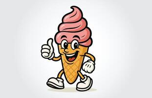 Cute Ice Cream Mascot Cartoon Character Template vector
