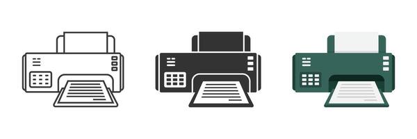 Three printers and a scanner on a white background vector