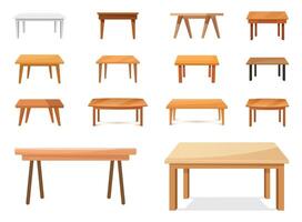 Various wooden tables and chairs vector