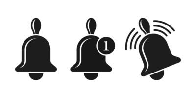 Three black and white images of a bell vector