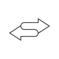 Two arrows pointing in opposite directions, one pointing to the left and the other pointing to the right vector