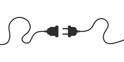 Two plugs connected to each other on a white background vector