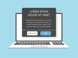 Laptop with the text box on the screen vector
