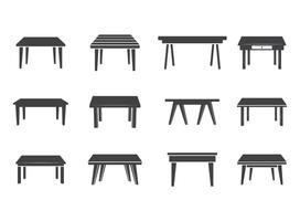 Table and chairs icons set vector