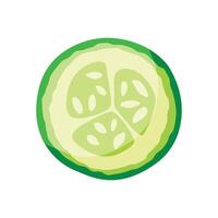A slice of cucumber is shown on a white background vector