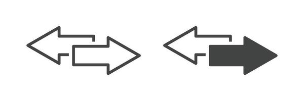Two arrows pointing in different directions, one pointing to the left and one pointing to the right vector