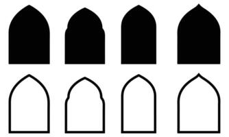 Islamic window shape border Ramadan kareem design element illustration. Collection of islamic dome frame template vector