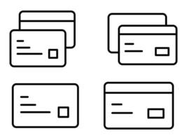 Credit card or debit card line icon set isolated on white background vector